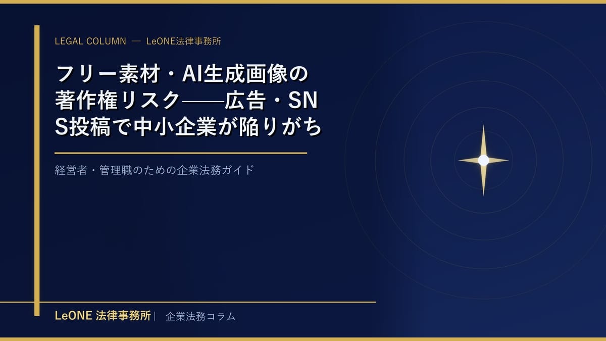 フリー素材・AI生成画像の著作権リスク——広告・SNS投稿で中小企業が陥りがちな落とし穴